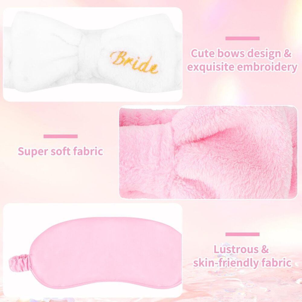 2812 12pcs/set Bow Spa Headbands & Eye Masks - Bachelorette Party Favors - Picture 5 of 7